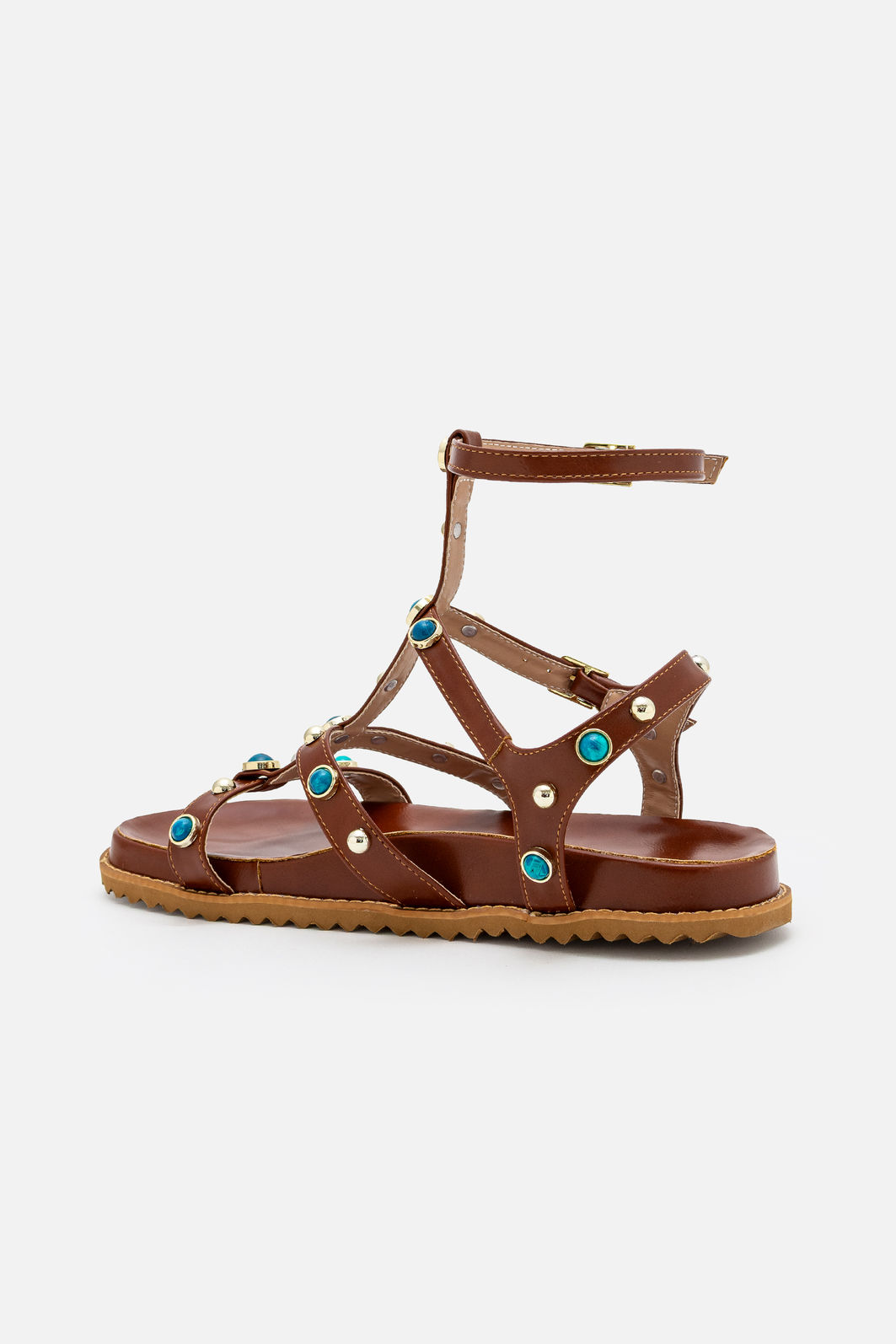 Papete Moderna com Rebites e Pedras Azuis Tostado Papete Moderna com Rebites e Pedras Azuis Tostado