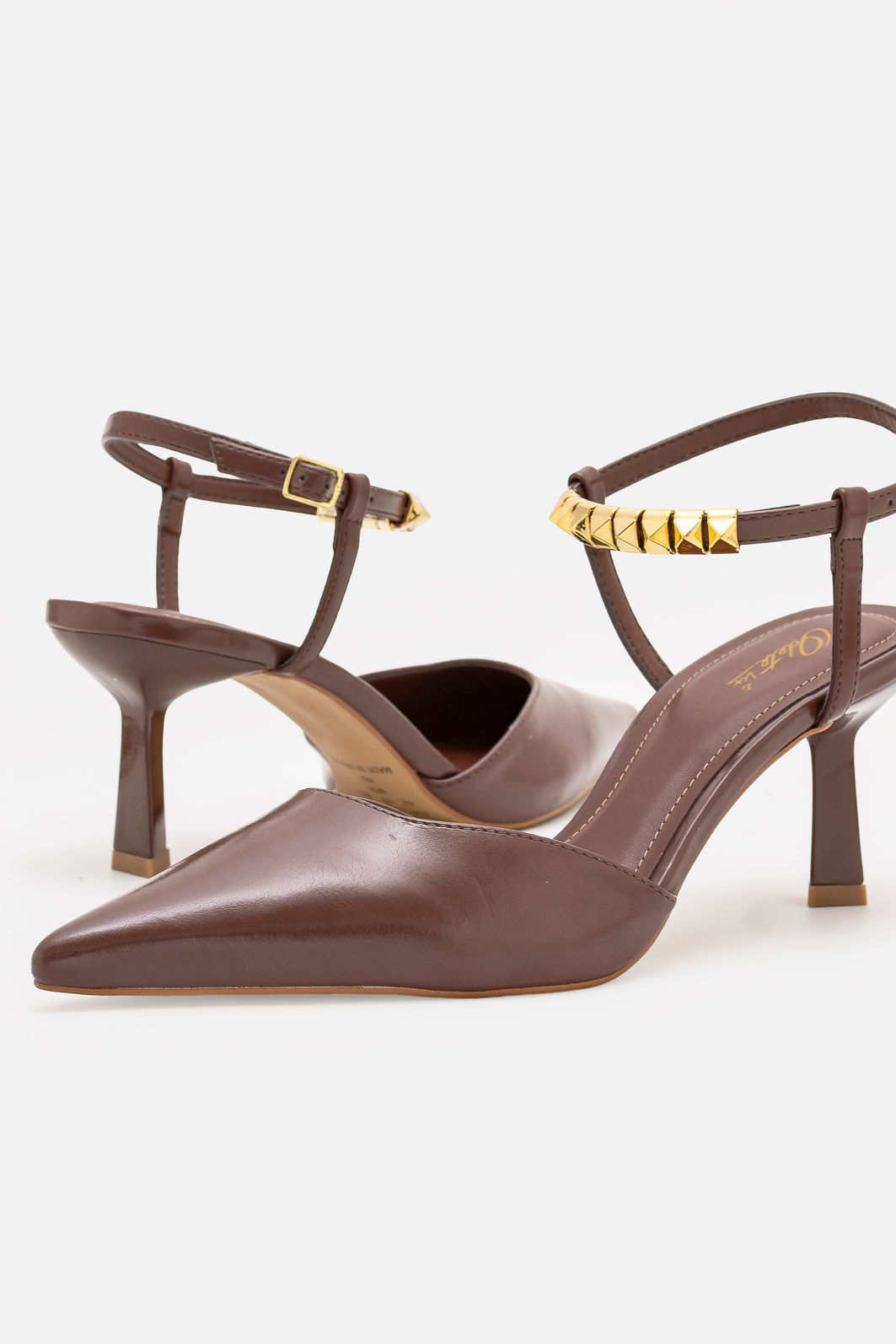 Chanel com Spikes Removíveis e Salto Geométrico Marrom Chanel com Spikes Removíveis e Salto Geométrico Marrom