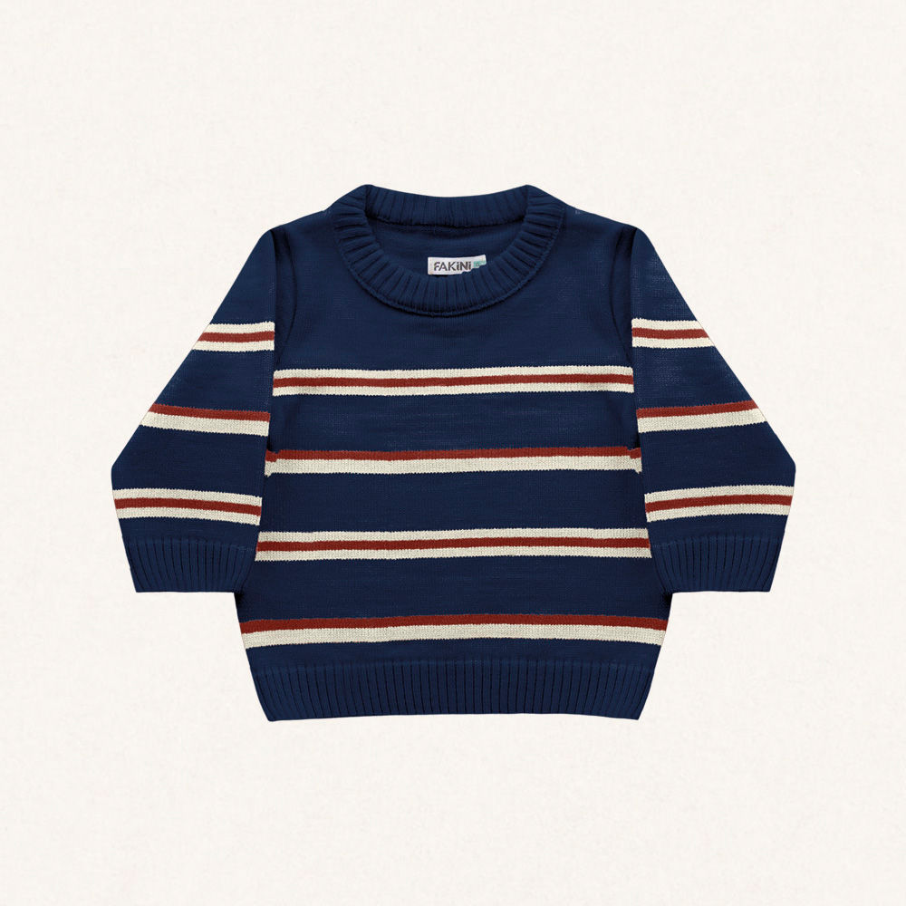 Casaco fechado listras em tricot FAKINI Loja Virtual