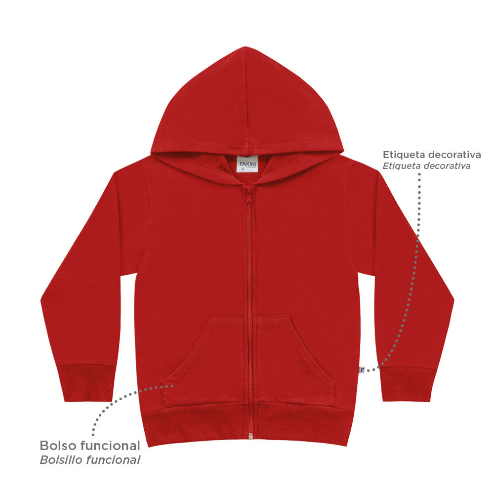 Jaqueta básica com capuz em moletom menino FAKINI Loja Virtual