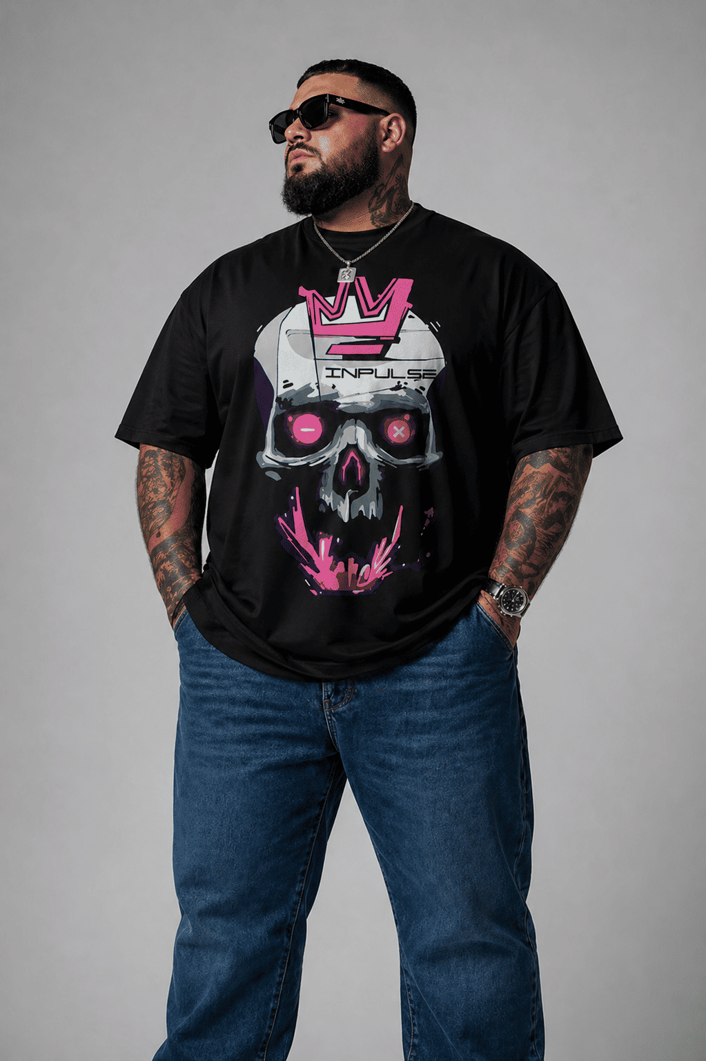 Camiseta Oversized Estampa Frente Caveira Storm