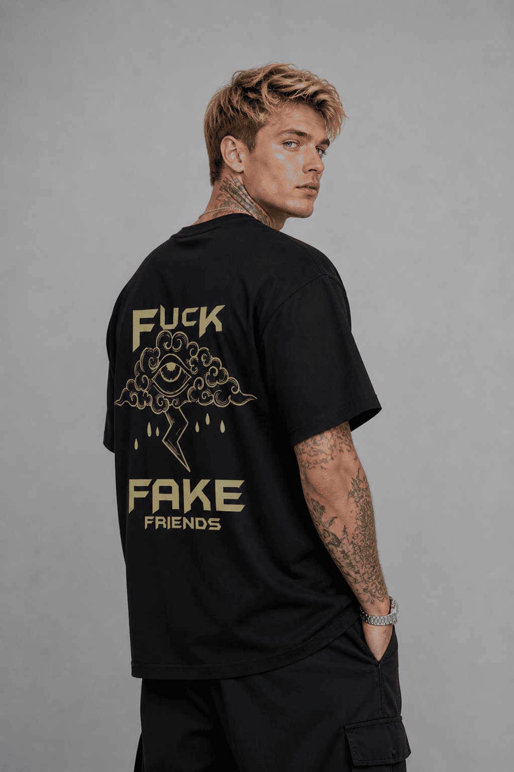 Camiseta Oversized Fake Friends Masculina Streetwear Premium