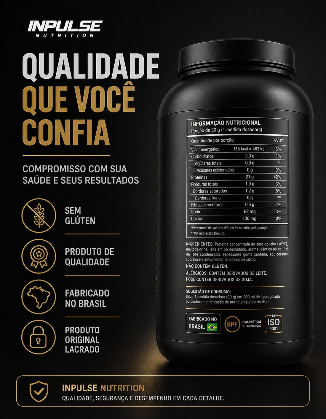 Whey de Morango Inpulse Protein Wpc Treino Aminoácidos