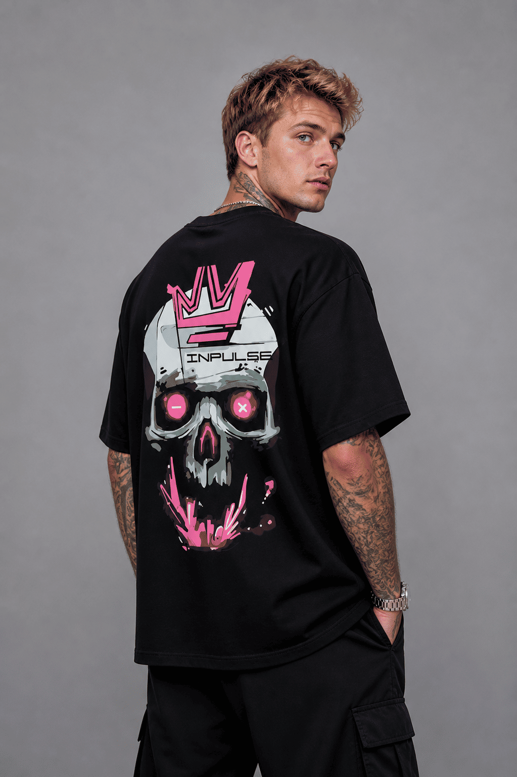 Camiseta Oversized Caveira Storm Masculina Streetwear Premium