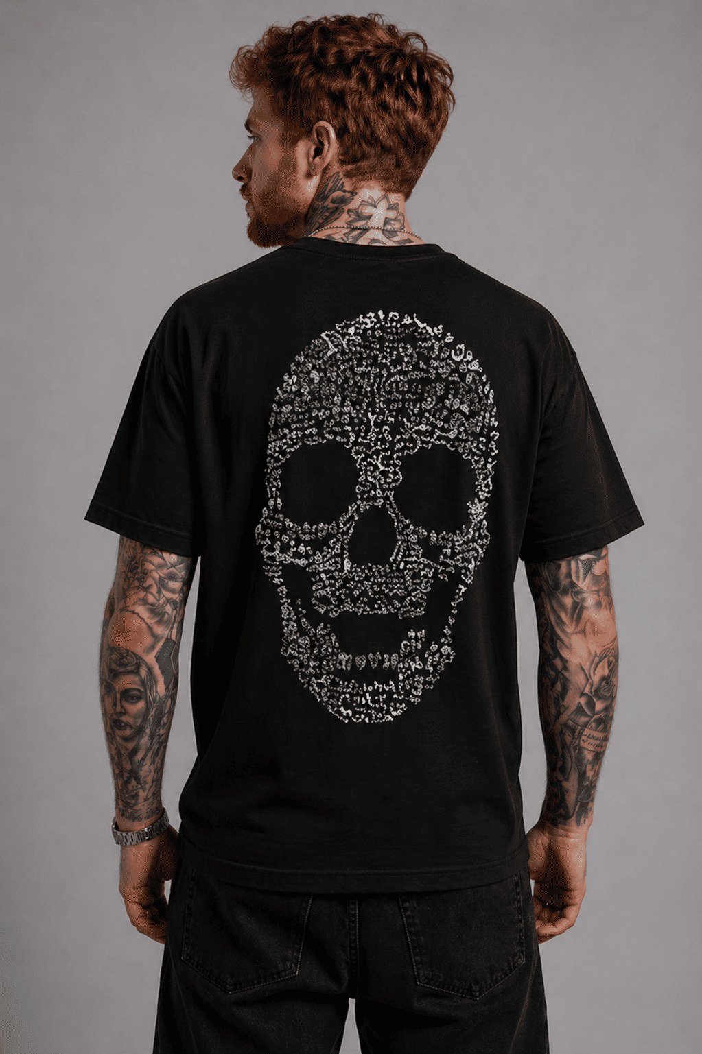 Camiseta Oversized Caveira Letras