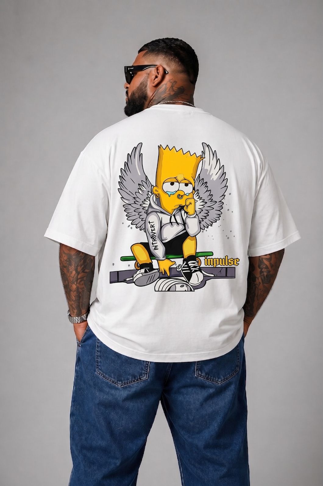 Camiseta Oversized Estampada Bart Simpsom Anjo Camiseta Oversized Estampada Bart Simpsom Anjo