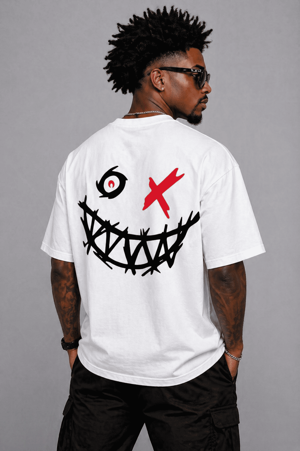 Camiseta Oversized Crazy Smile Masculina Streetwear Premium