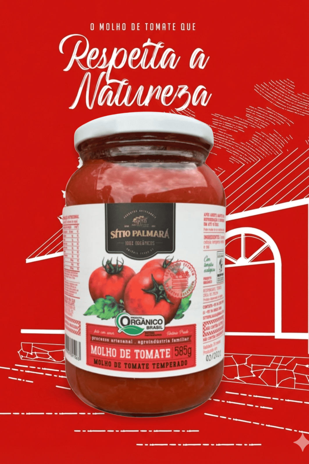 Molho de Tomate Orgânico Temperado – 585g