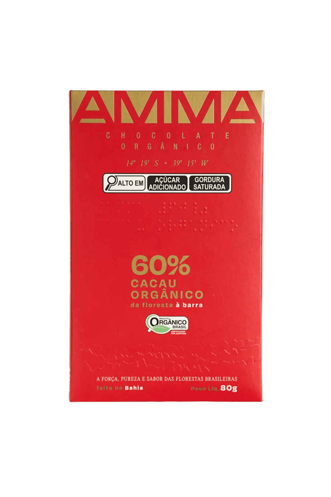 Chocolate Orgânico 60% Cacau AMMA - 80g