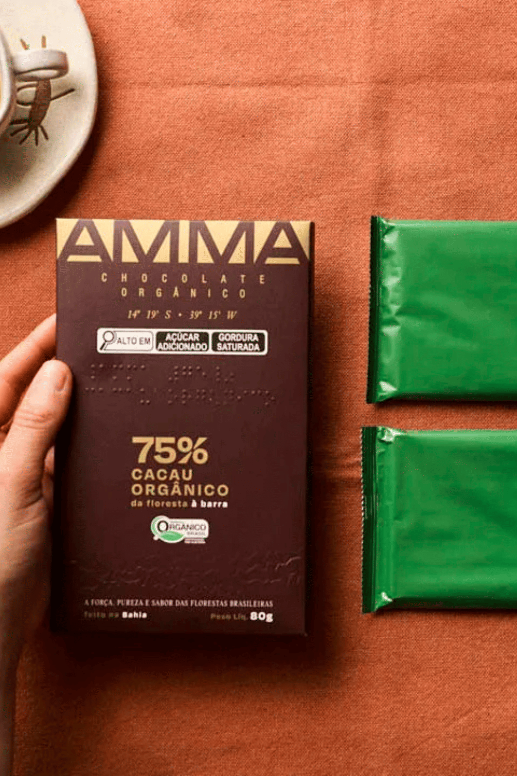 Chocolate Orgânico 75% Cacau AMMA - 80g