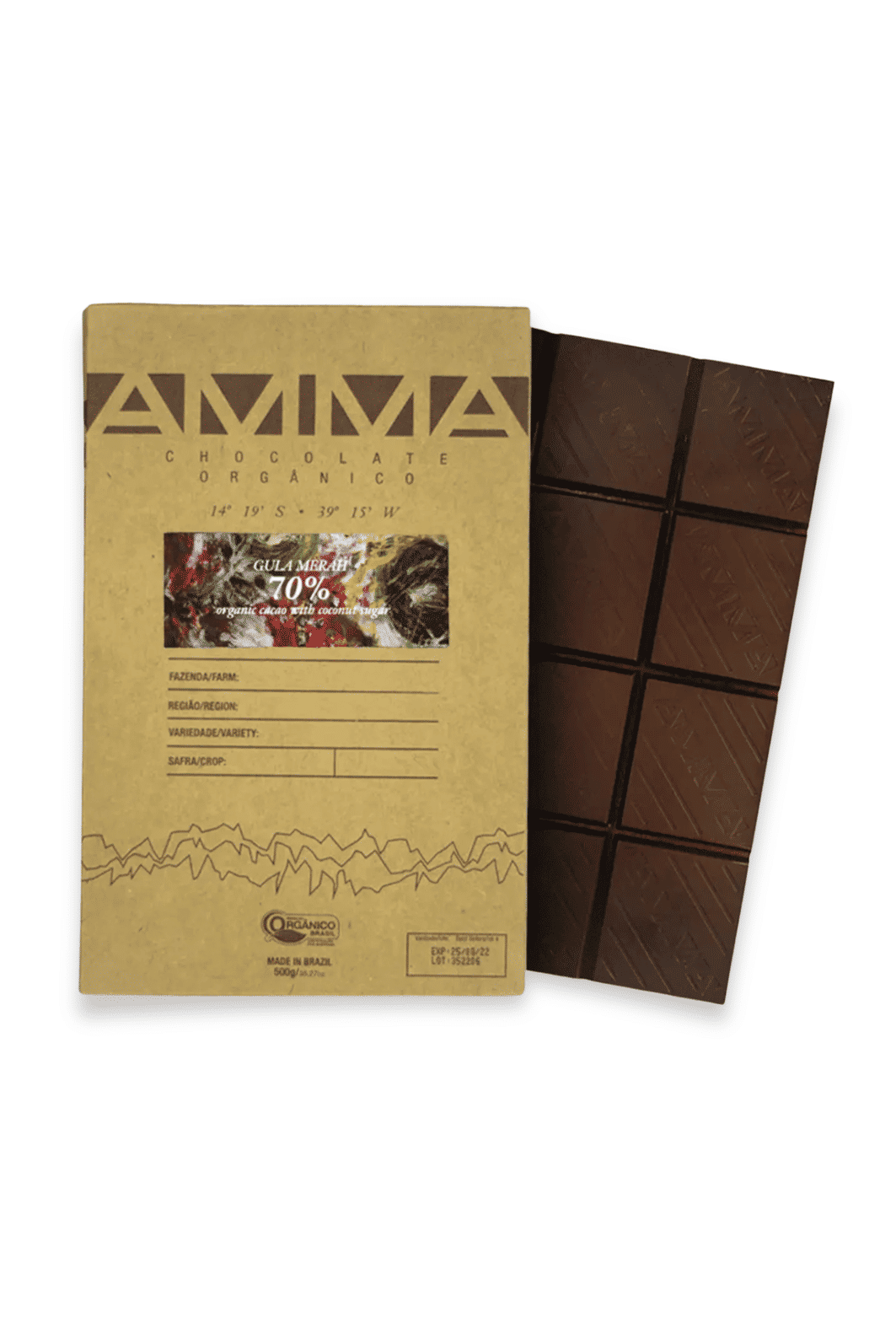 Chocolate Orgânico 70% Cacau AMMA - Gula Merah - 500g