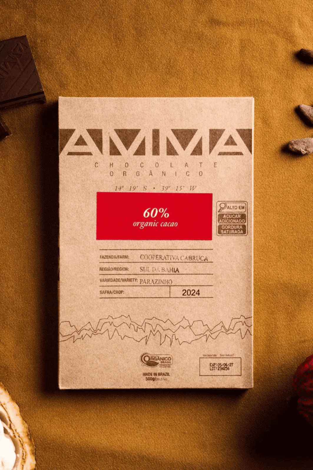 Chocolate Orgânico 60% Cacau AMMA - 500g