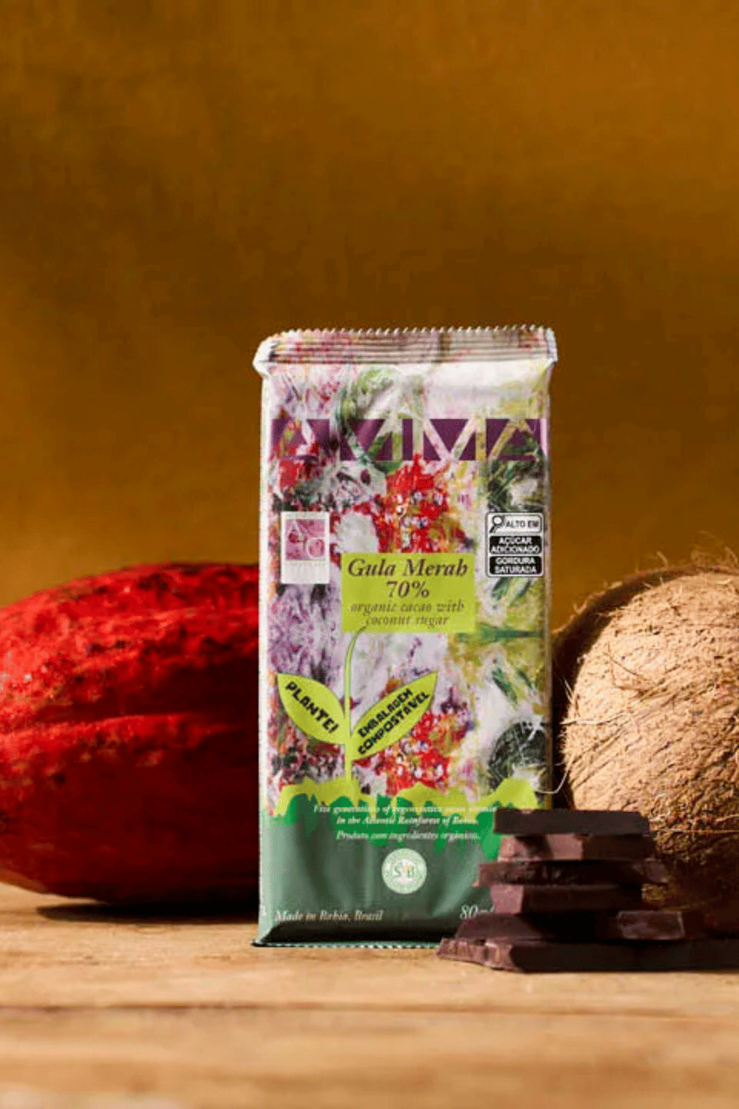 Chocolate Orgânico 70% Cacau AMMA - Gula Merah - 80g