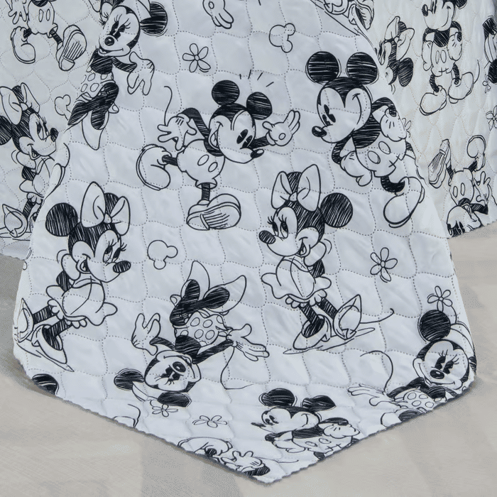 Kit:1 Cobre-leito Bouti de Microfibra Ultrassonic Estampa + Porta-Travesseiros - Infantil Mickey e Minnie