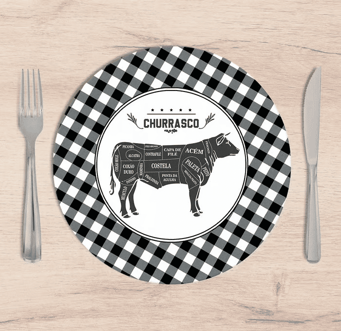 Kit: 4 Capas de SOUSPLAT Redondo Churrasco - 35x35 - Kit: 4 Capas de SOUSPLAT Redondo Churrasco - 35x35 -