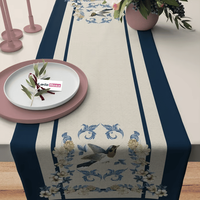 Trilho de Mesa Caminho de Mesa Mensageiro Floral - 50x140cm -   
