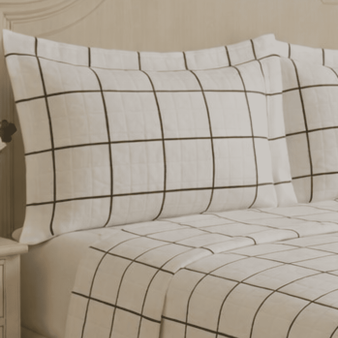 Kit: 1 Cobre-leito Bouti de Microfibra Ultrassonic + Porta-Travesseiros - Listras Branco