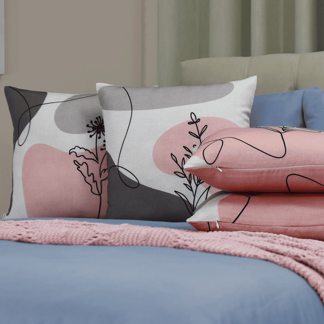 Kit: 4 Capas de Almofada Decorativas Diana Floral