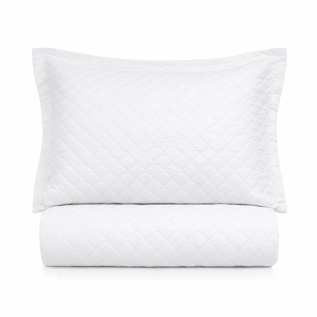 Kit: 1 Cobre-leito Bouti de Microfibra Ultrassonic + Porta-Travesseiros - Viena Branco