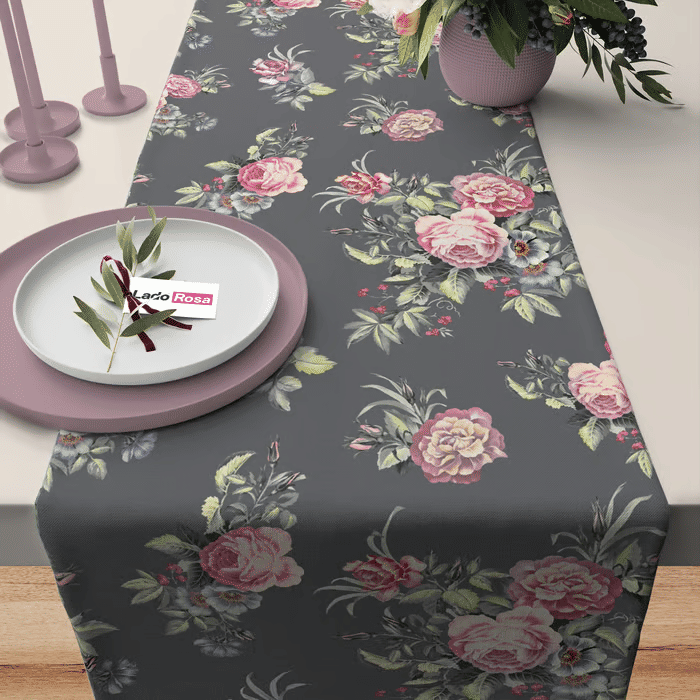 Trilho de Mesa Caminho de Mesa Frida Cinza - 50x140cm - Trilho de Mesa Caminho de Mesa Frida Cinza - 50x140cm -