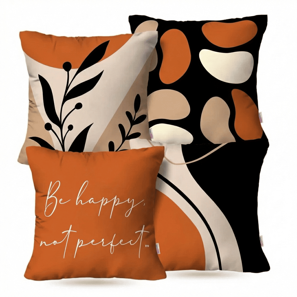 Kit: 4 Capas de Almofada Decorativas Frases Perfect Terracotta