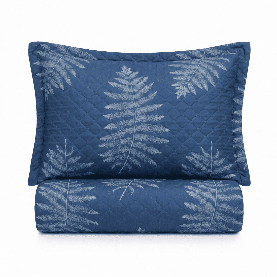 Kit: 1 Cobre-leito Bouti de Microfibra Ultrassonic + Porta-Travesseiros - Tiara Azul