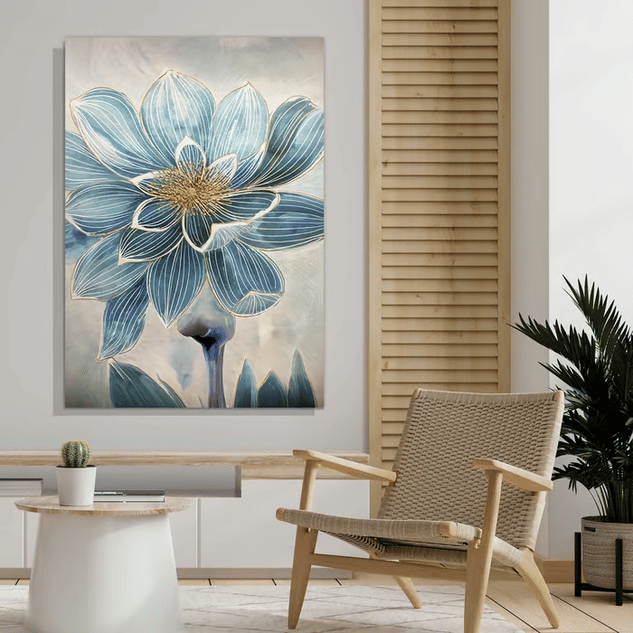 Tela Decorativa Grande Flower Blue