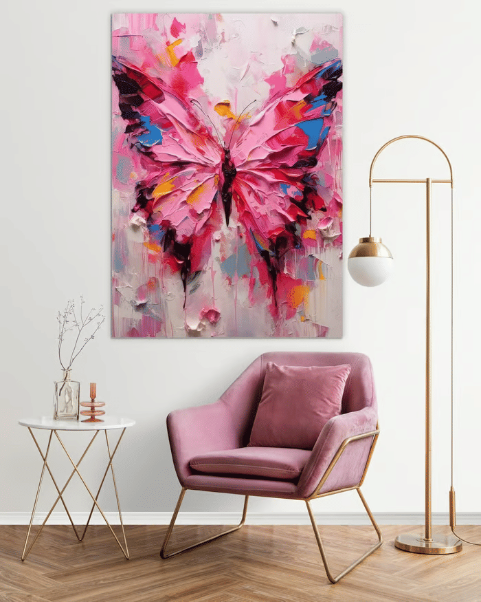 Tela Decorativa Grande Borboleta Rosa Tela Decorativa Grande Borboleta Rosa