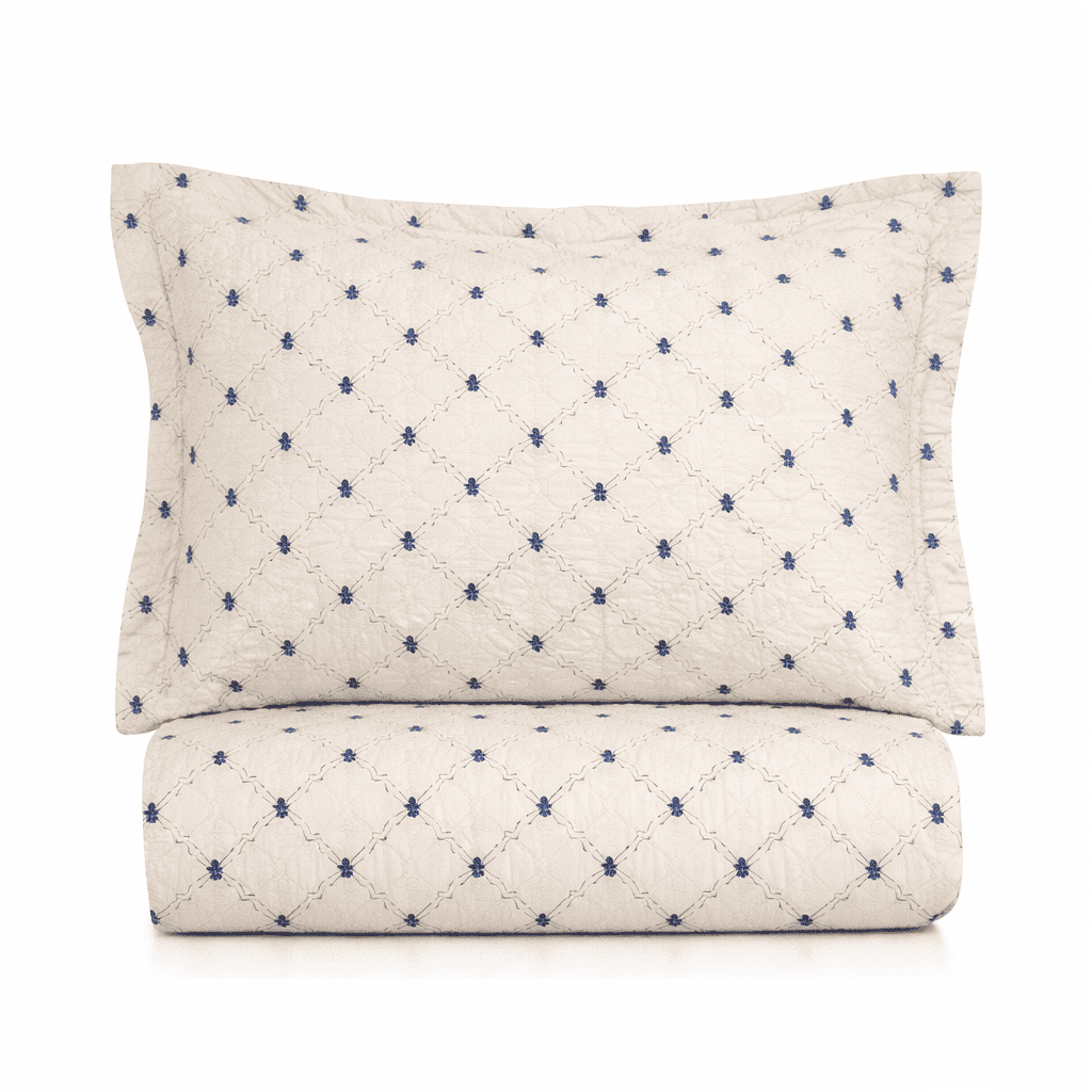 Kit: 1 Cobre-leito Bouti de Microfibra Ultrasonic Estampada + Porta-Travesseiros - Estocolmo Bege