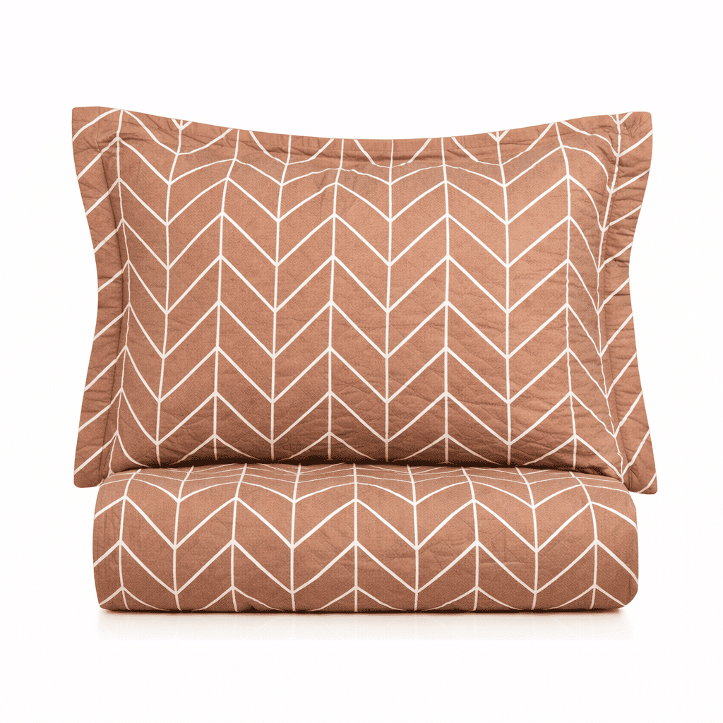 Kit: 1 Cobre-leito Bouti de Microfibra Ultrassonic Estampada + Porta-Travesseiros - Theo Bege