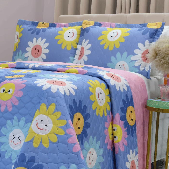 Kit: 1 Cobre-leito Bouti de Microfibra Ultrasonic Estampada + Porta-Travesseiros - Martina