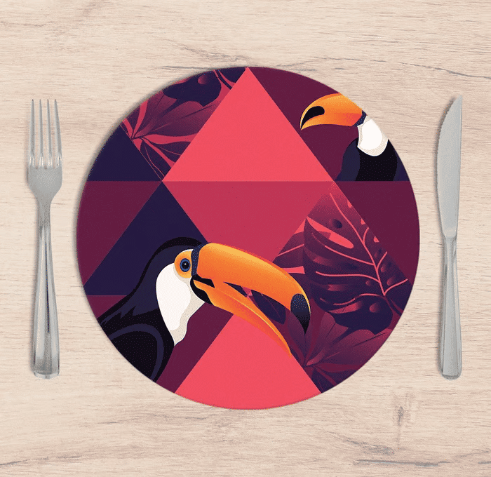 Kit: 4 Capas de Sousplat Redondo Toucan - 35x35 Kit: 4 Capas de Sousplat Redondo Toucan - 35x35