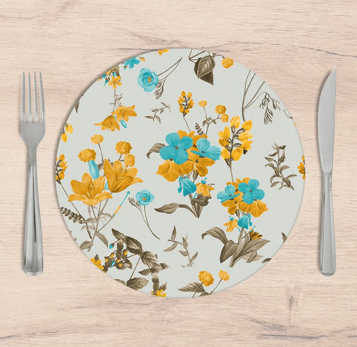 Kit: 4 Capas de SOUSPLAT Redondo Anita Amarelo - 35x35 - Kit: 4 Capas de SOUSPLAT Redondo Anita Amarelo - 35x35 -