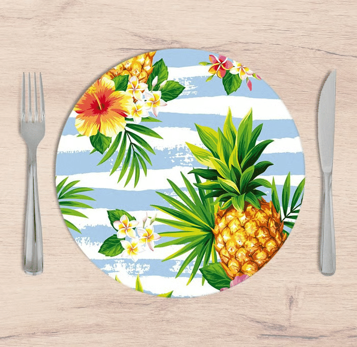 Kit: 4 Capas de SOUSPLAT Redondo Tropical Hawaii - 35x35 - Kit: 4 Capas de SOUSPLAT Redondo Tropical Hawaii - 35x35 -
