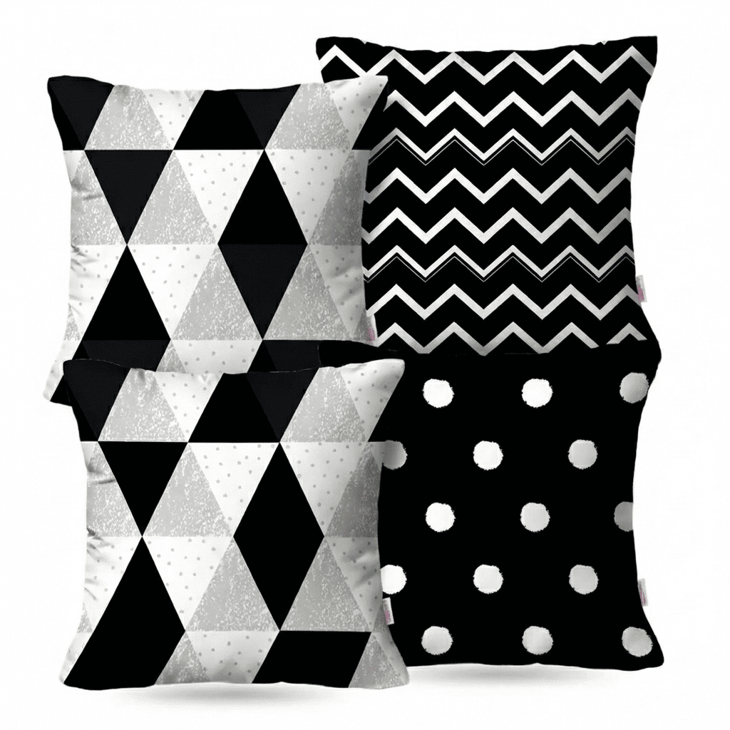 Kit: 4 Capas de Almofada Decorativas Glamour Black 