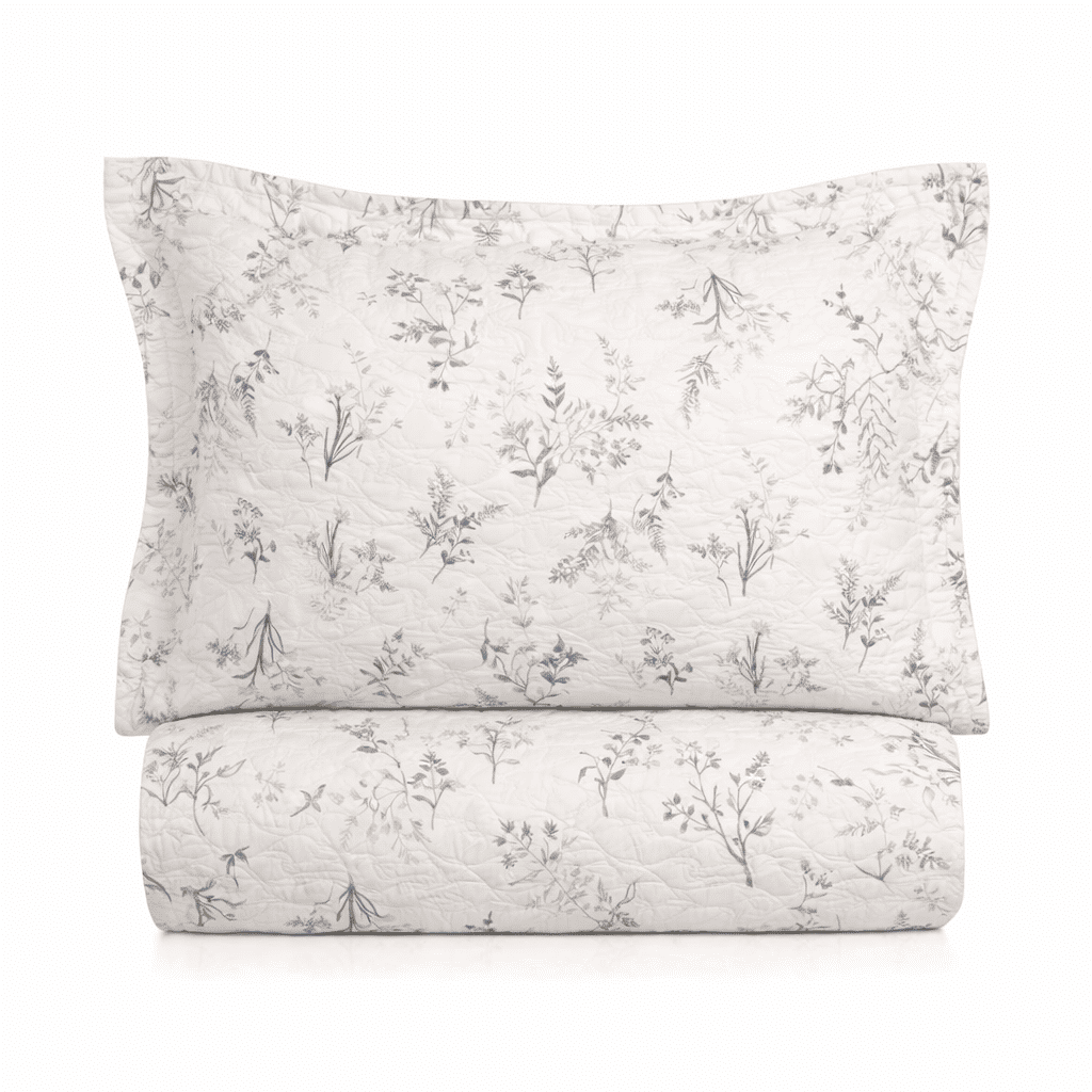 Kit: 1 Cobre-leito Bouti de Microfibra Ultrasonic Estampada + Porta-Travesseiros - Catherine Bege