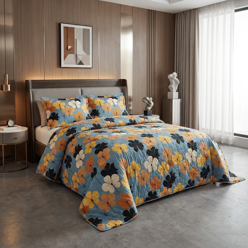 Kit: 1 Cobre-leito Bouti de Microfibra Ultrassonic Estampa + 2 Porta-Travesseiros - Lea