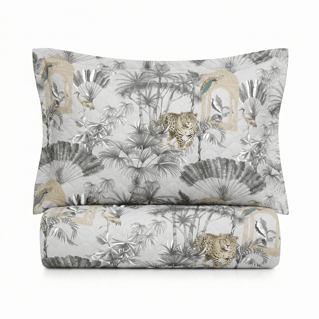 Kit: 1 Cobre-leito Bouti de Microfibra Ultrassonic + Porta-Travesseiros - Gabriela Cinza