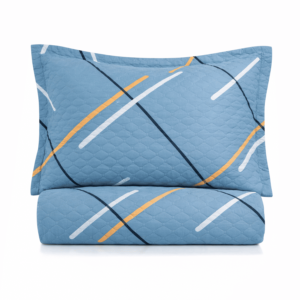 Kit: 1 Cobre-leito Bouti de Microfibra Ultrasonic Estampada + Porta-Travesseiros - Logan