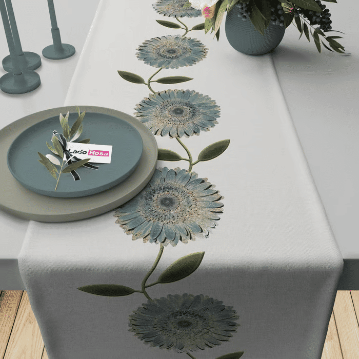 Trilho de Mesa Caminho de Mesa Genova Azul - 50x140cm - Trilho de Mesa Caminho de Mesa Genova Azul - 50x140cm -