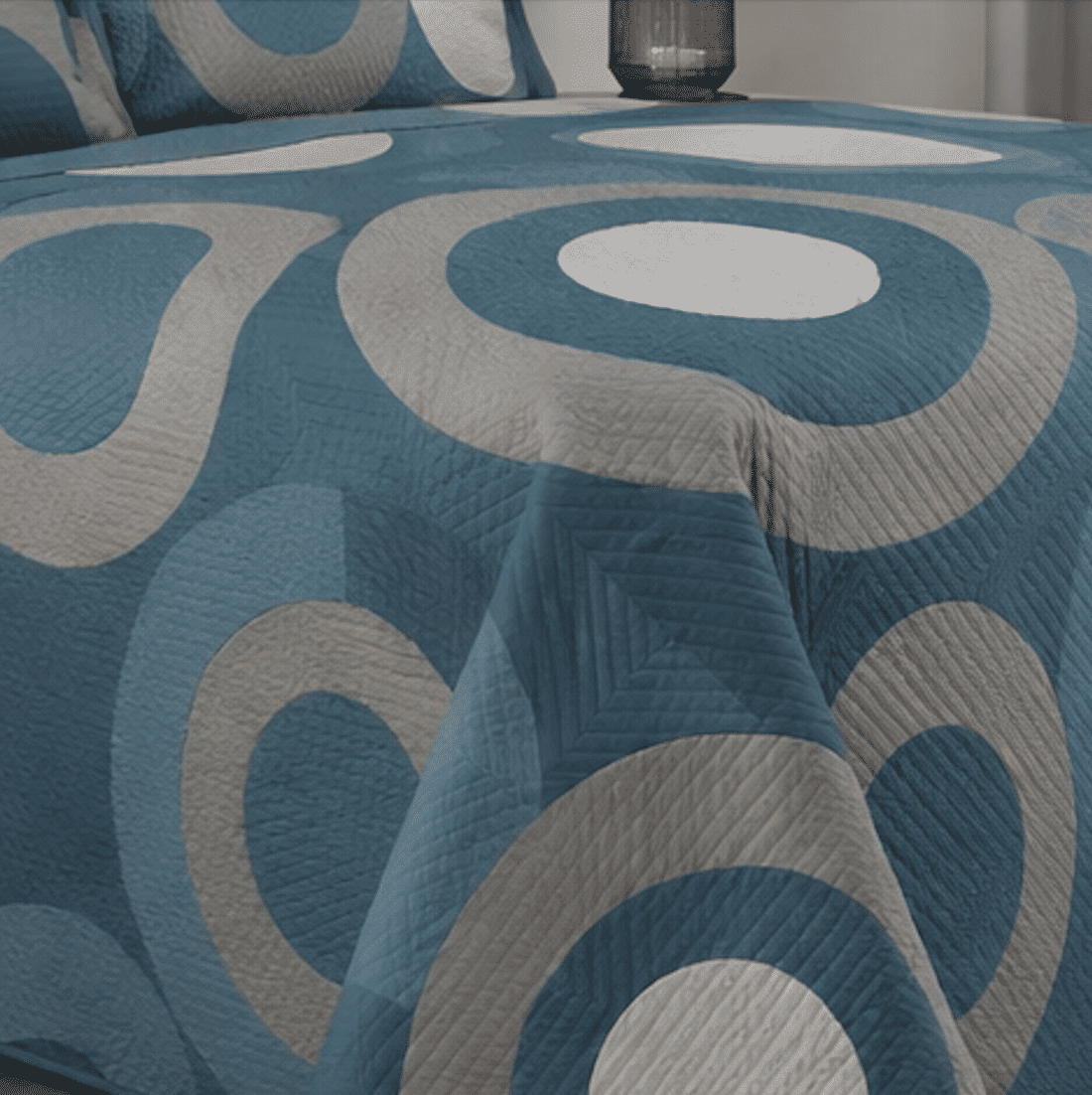 Kit: 1 Cobre-leito Bouti de Microfibra Ultrassonic + Porta-Travesseiros - Thais Azul