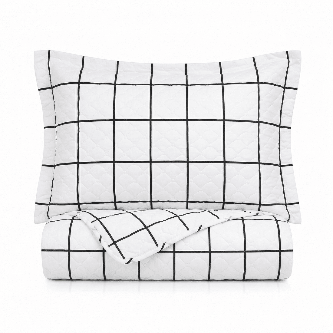 Kit: 1 Cobre-leito Bouti de Microfibra Ultrassonic + Porta-Travesseiros - Listras Branco Kit: 1 Cobre-leito Bouti de Microfibra Ultrassonic + Porta-Travesseiros - Listras Branco