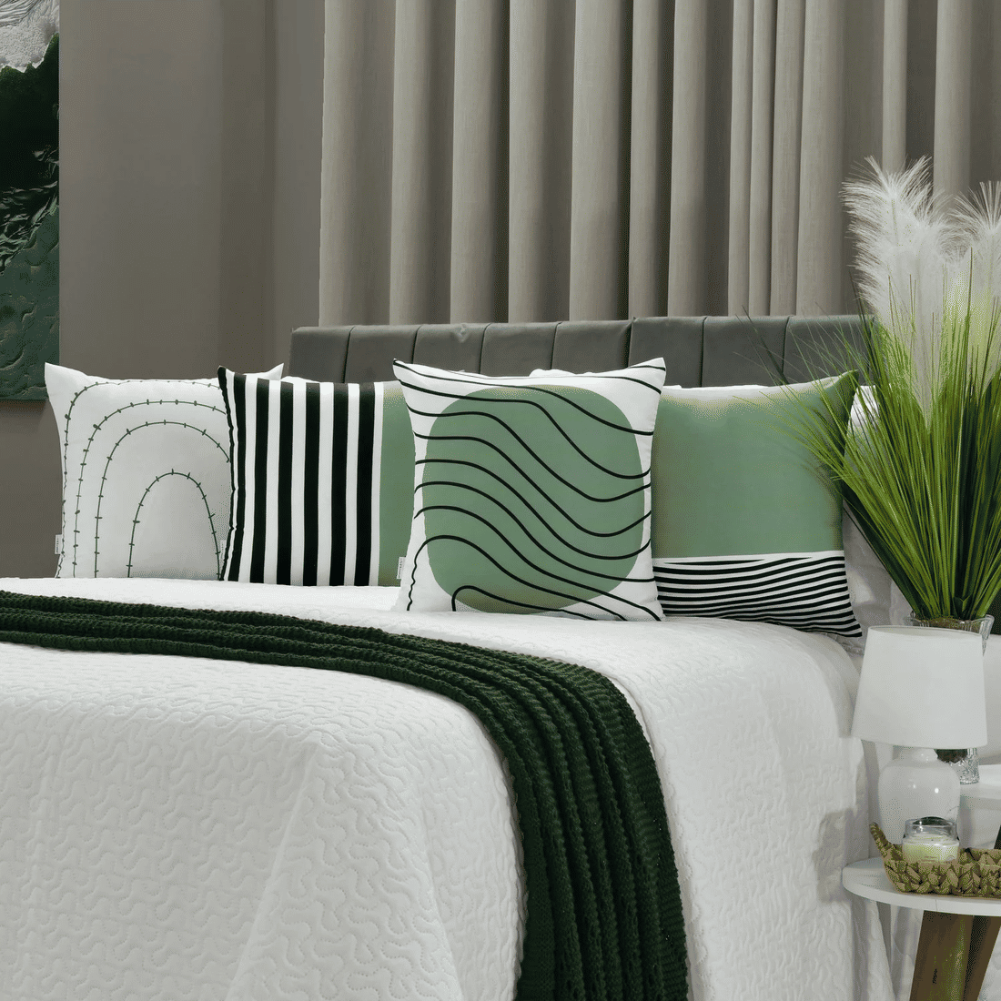 Kit: 4 Capas de Almofada Decorativas Oulu Verde