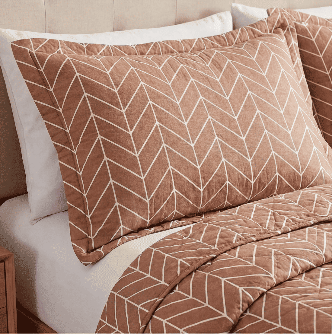 Kit: 1 Cobre-leito Bouti de Microfibra Ultrassonic Estampada + Porta-Travesseiros - Theo Bege