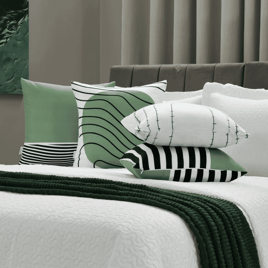 Kit: 4 Capas de Almofada Decorativas Oulu Verde