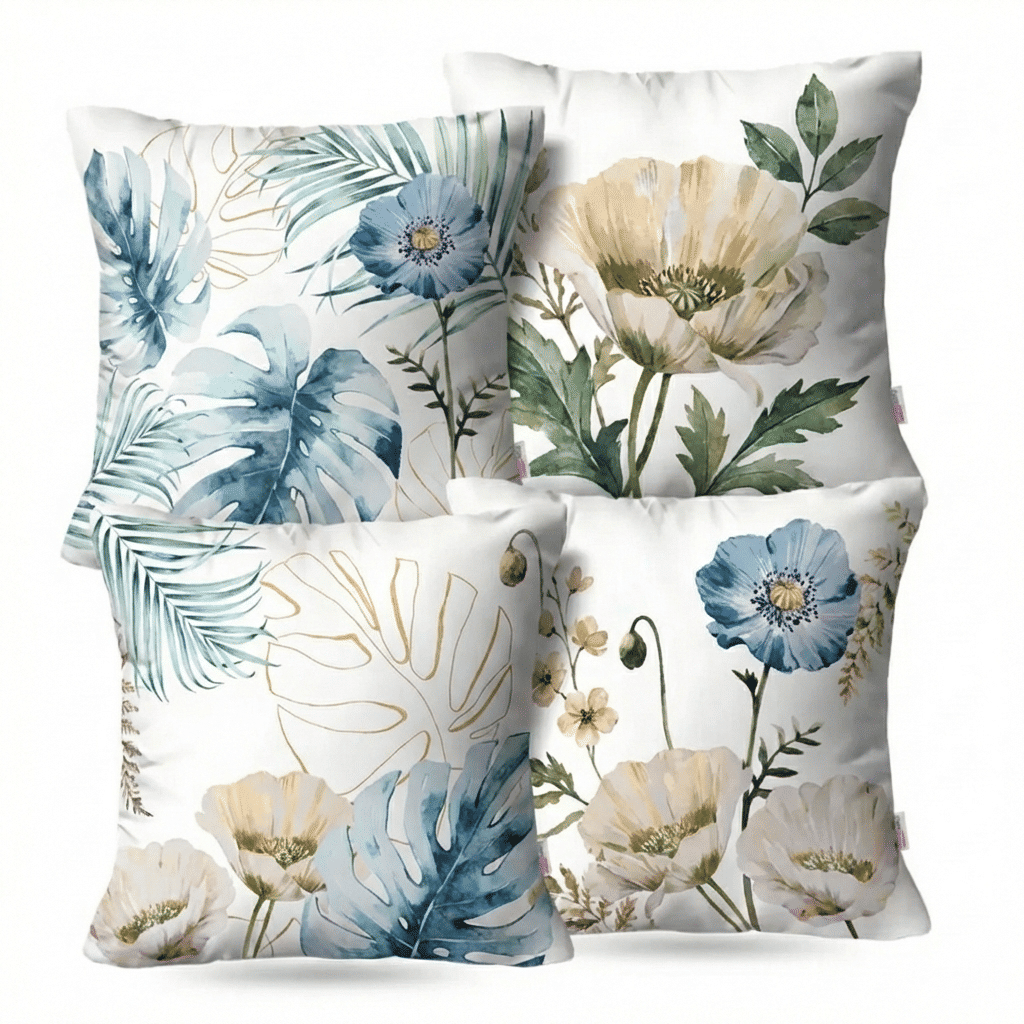 Kit: 4 Capas de Almofada Decorativas Cassandra Floral 