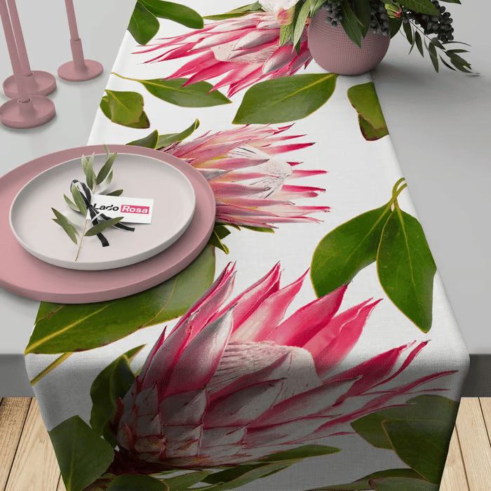 Trilho de Mesa Caminho de Mesa Protea Rosa - 50x140cm - Trilho de Mesa Caminho de Mesa Protea Rosa - 50x140cm -