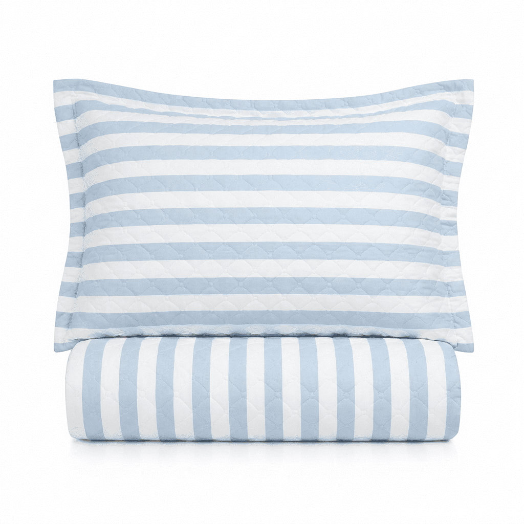 Kit: 1 Cobre-leito Bouti de Microfibra Ultrassonic + Porta-Travesseiros - Marcia Azul