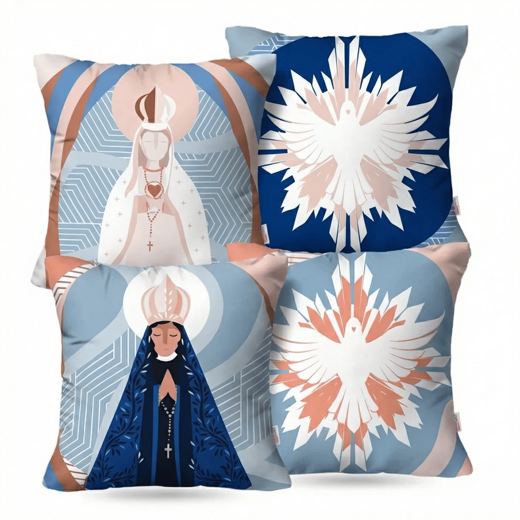Kit: 4 Capas de Almofada Decorativas Nossa Senhora