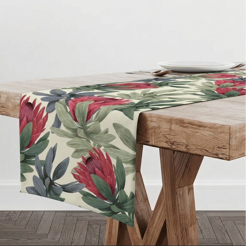 Trilho de Mesa Caminho de Mesa Protea Floral - 50x140cm -   